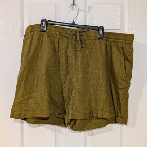Old Navy Green Linen Blend Tie-Waist Shorts in Size XXL